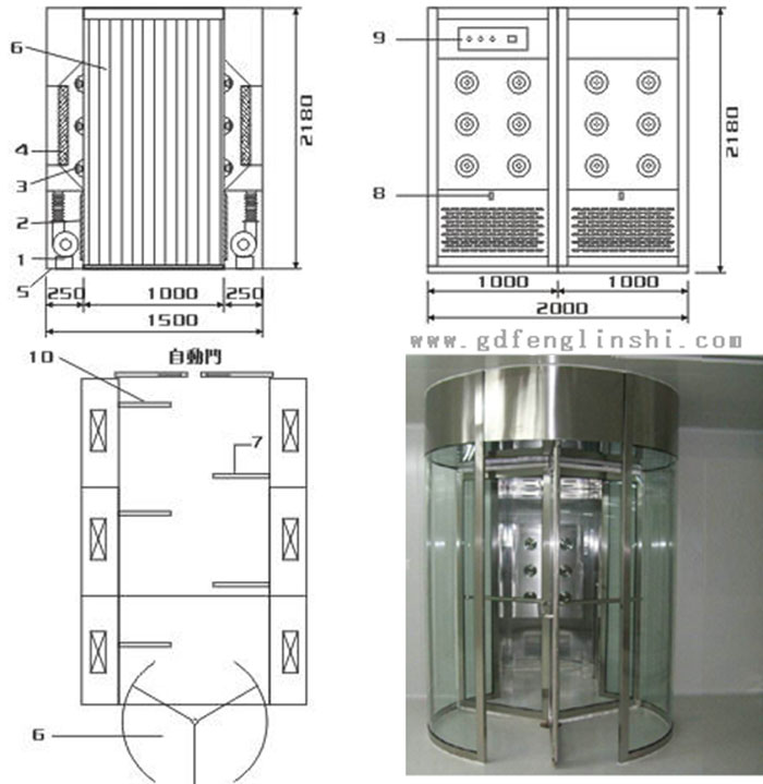 旋轉(zhuǎn)門風(fēng)淋室結(jié)構(gòu)及方案圖 旋轉(zhuǎn)門風(fēng)淋室結(jié)構(gòu)及方案圖